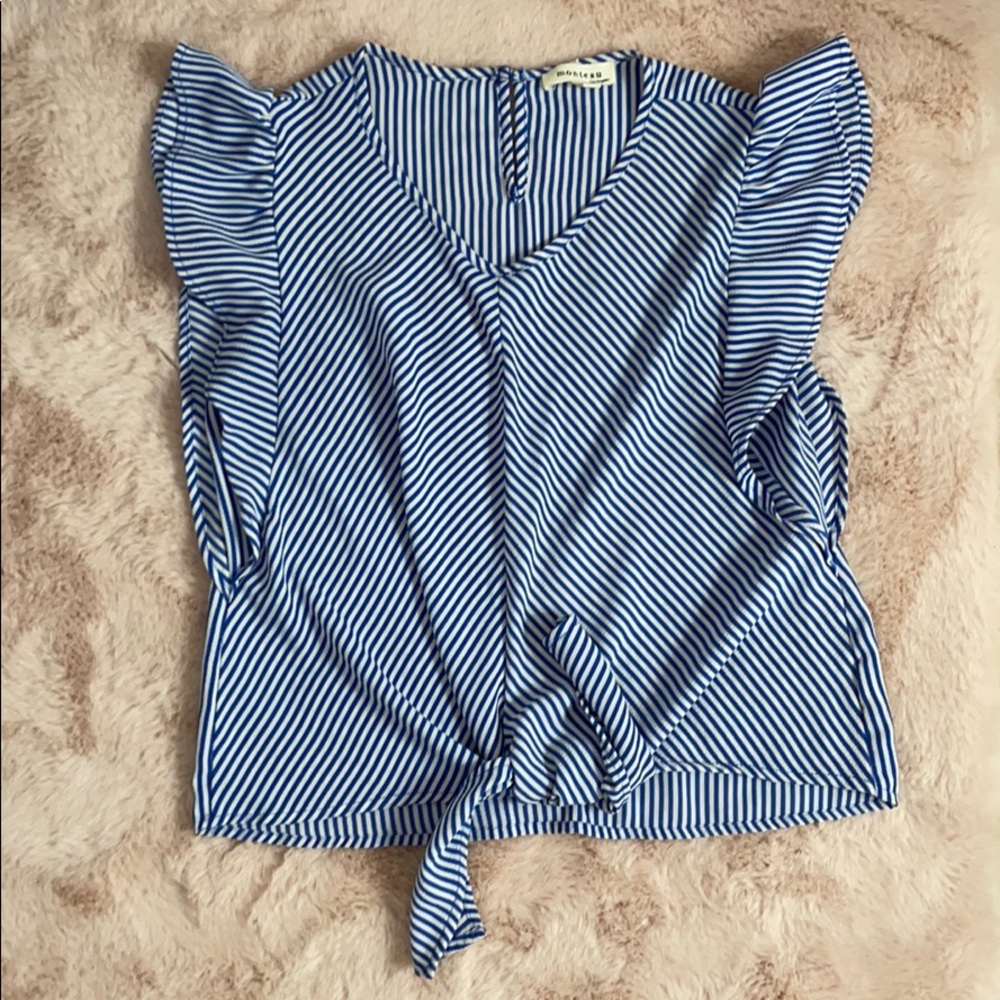 Blue and white shirt sleeve top